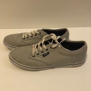 Vans, pinstripes, white and navy blue, size 7